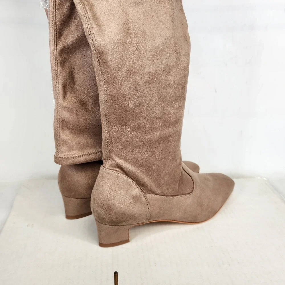 Bernardo Over the Knee Boots Women Size 7 Taupe Ultrasuede Block Heel Hammond